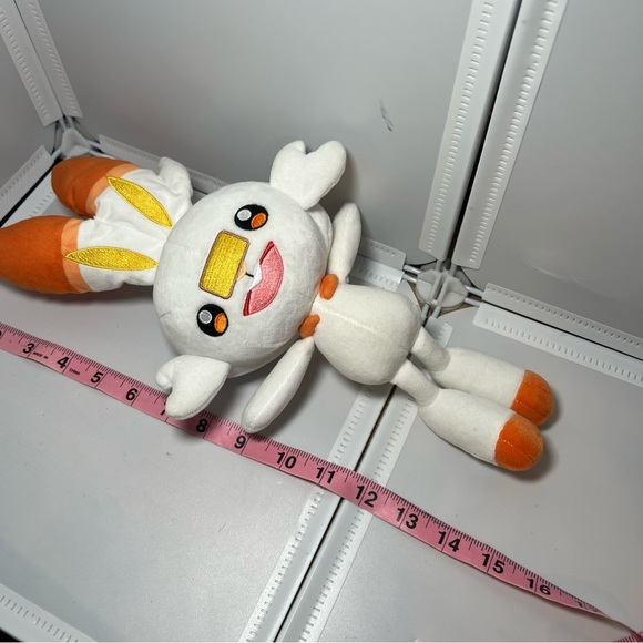 Pokemon SCORBUNNY Plush Figure Toy Doll Nintendo 14" White Rabbit Orange - Picture 2 of 4